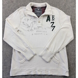 American Eagle Shirt Mens Large Vintage Fit Ivory Long Sleeve Pocket Heavyweight